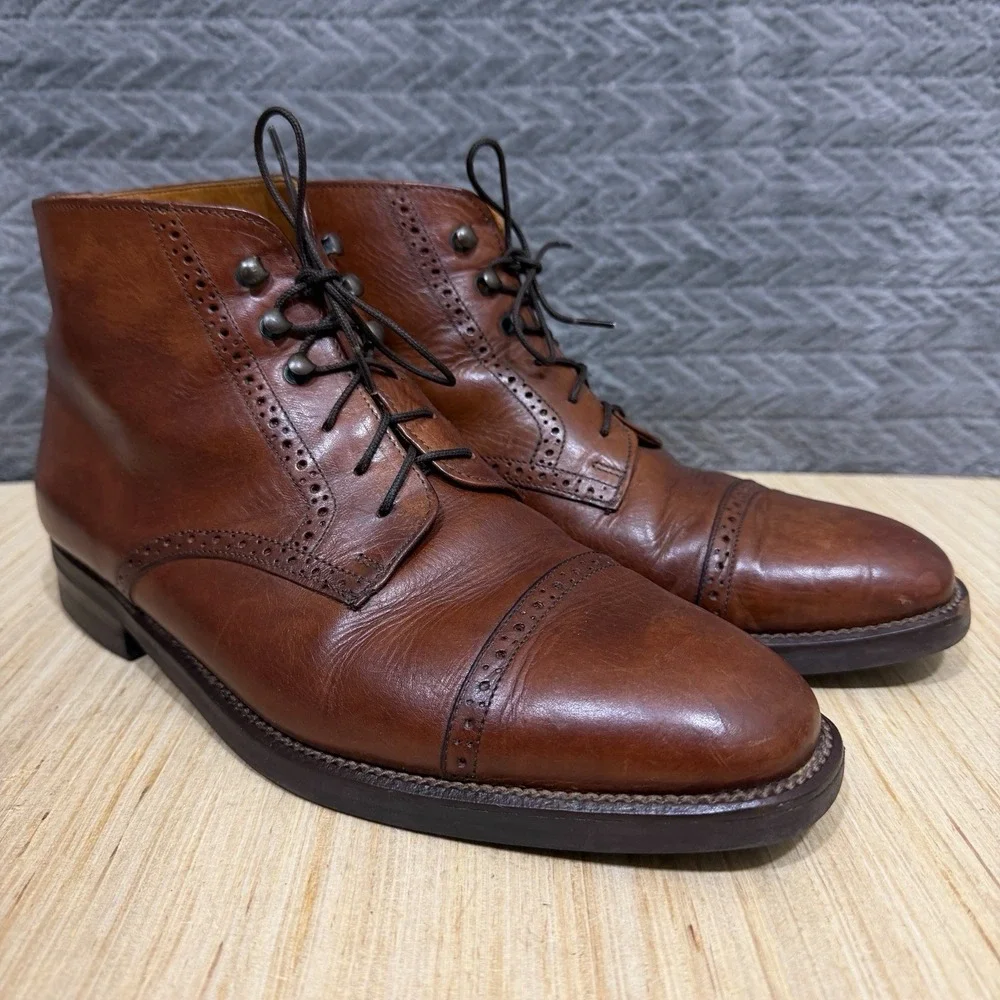 Vintage Cole Haan Boots Men 9.5 Chukka Brown Leather Lace Ankle Italy